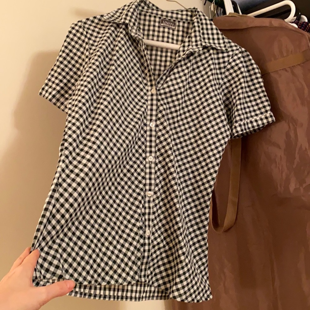 Blouse checkered black and white
